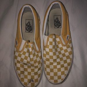 Mustard yellow checkered vans